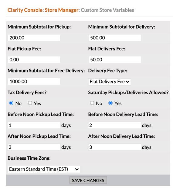 Clarity Console tool allows users to set their own shopping cart/store variables.