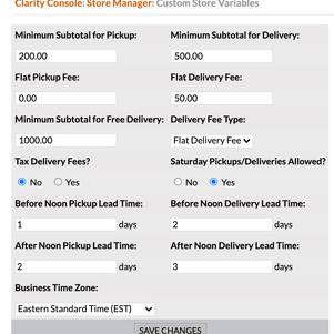 Clarity Console tool allows users to set their own shopping cart/store variables.